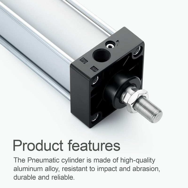VIILOCK Pneumatic Air Cylinder 63mm Bore 200mm Stroke, Aluminium Standard Cylinder Single Piston Rod Double Action SC 63 X 200 - Image 2